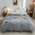 Gray and yellow plaid coral fleece bed blanket bedroom bedspread