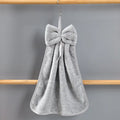 Gray & beige bowknot coral velvet hand towels kitchen cleaning cloths