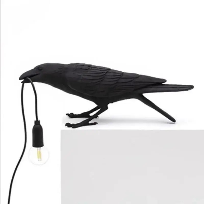 Gray ceramic lively bird resin table lamp for bedroom