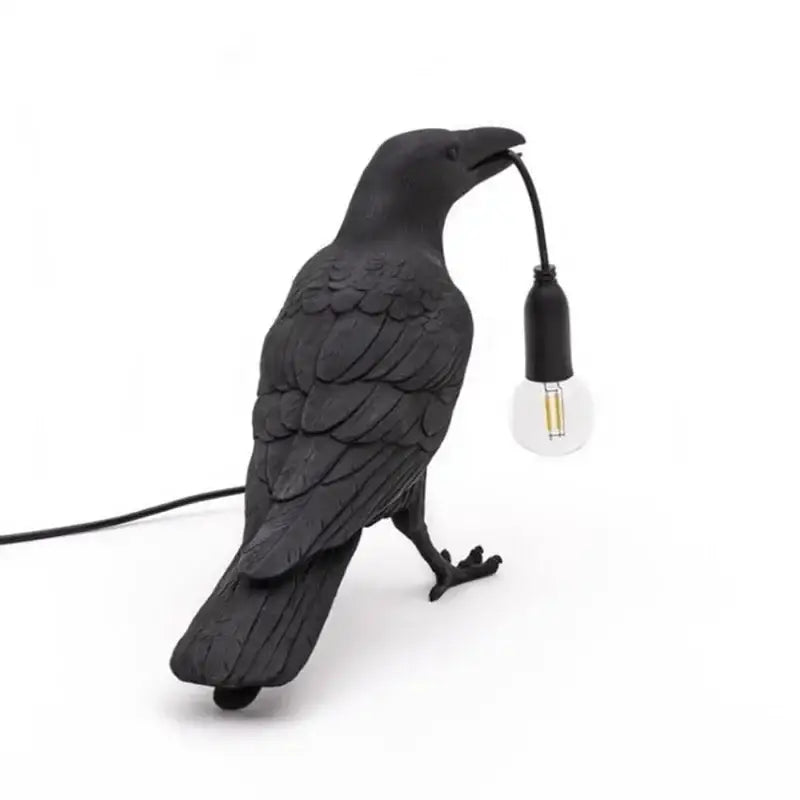 Gray ceramic lively bird resin table lamp for bedroom