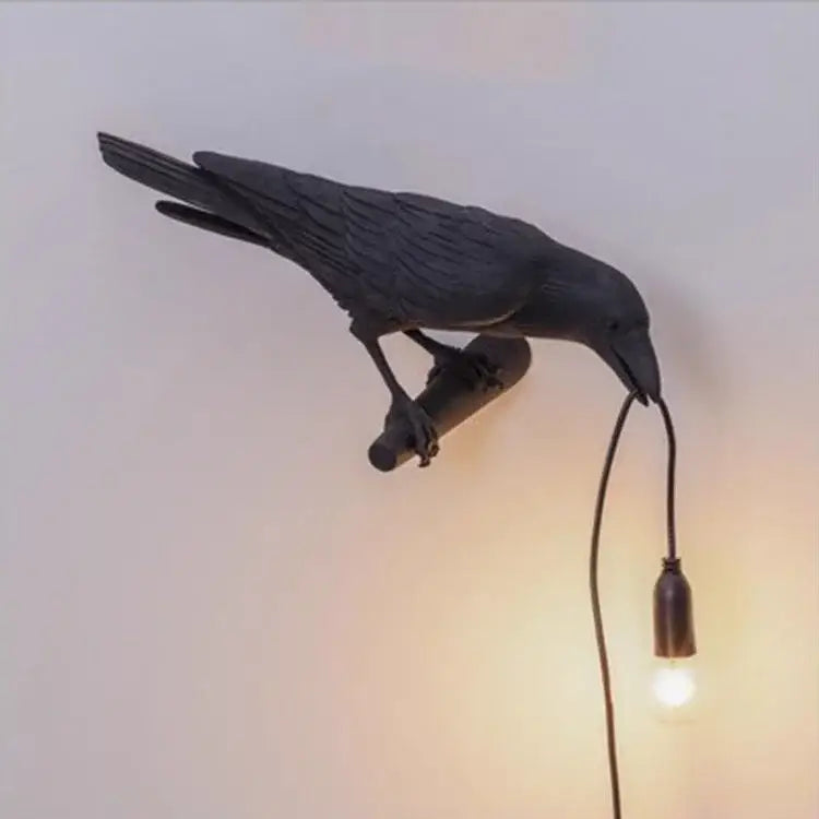 Gray ceramic lively bird resin table lamp for bedroom