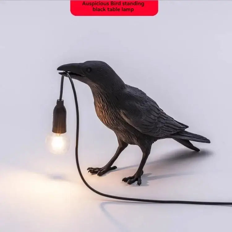 Gray ceramic lively bird resin table lamp for bedroom