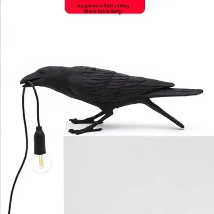 Gray ceramic lively bird resin table lamp for bedroom