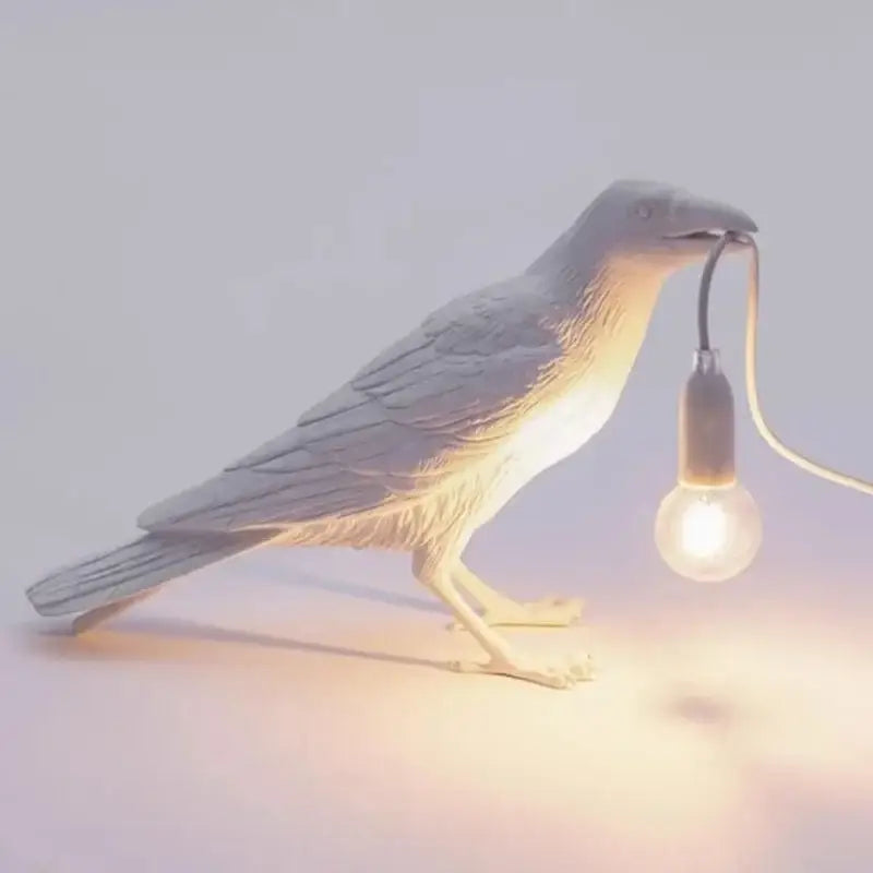 Gray ceramic lively bird resin table lamp for bedroom