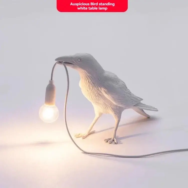 Gray ceramic lively bird resin table lamp for bedroom