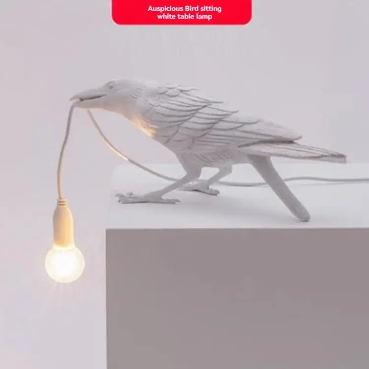 Gray ceramic lively bird resin table lamp for bedroom