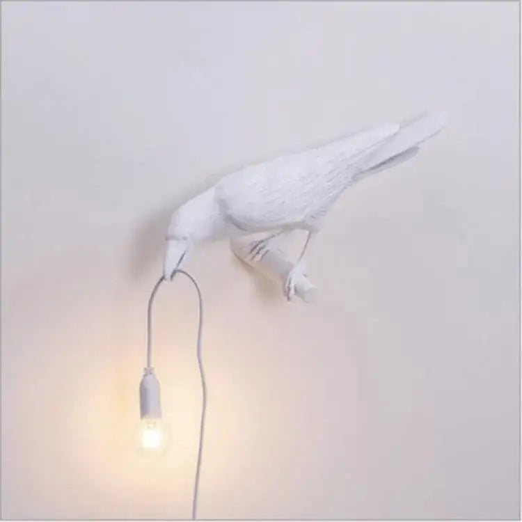 Gray ceramic lively bird resin table lamp for bedroom