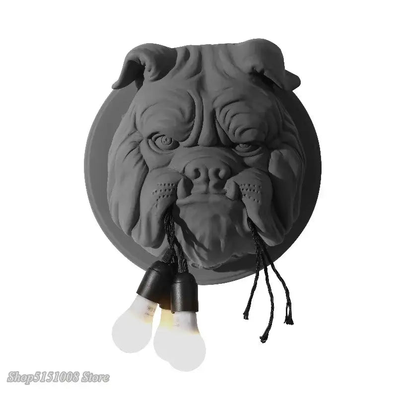 Gray concrete decorbites bulldog wall lamp bedroom triple bulb sconce