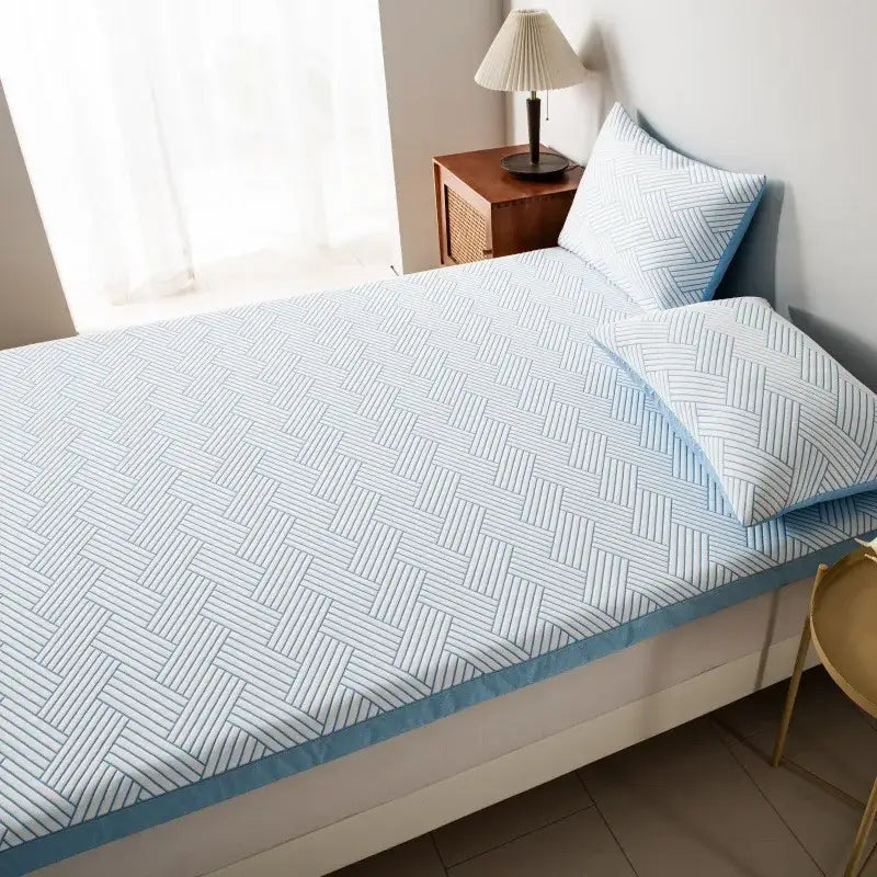 Gray cooling ice bean mesh quilted mattress pad bedroom bed mat
