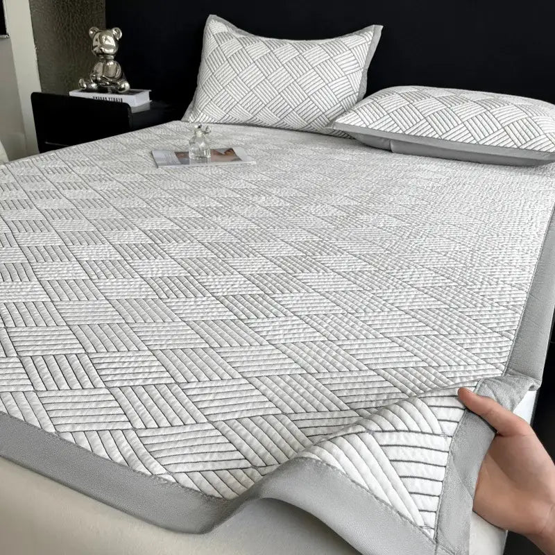 Gray cooling ice bean mesh quilted mattress pad bedroom bed mat
