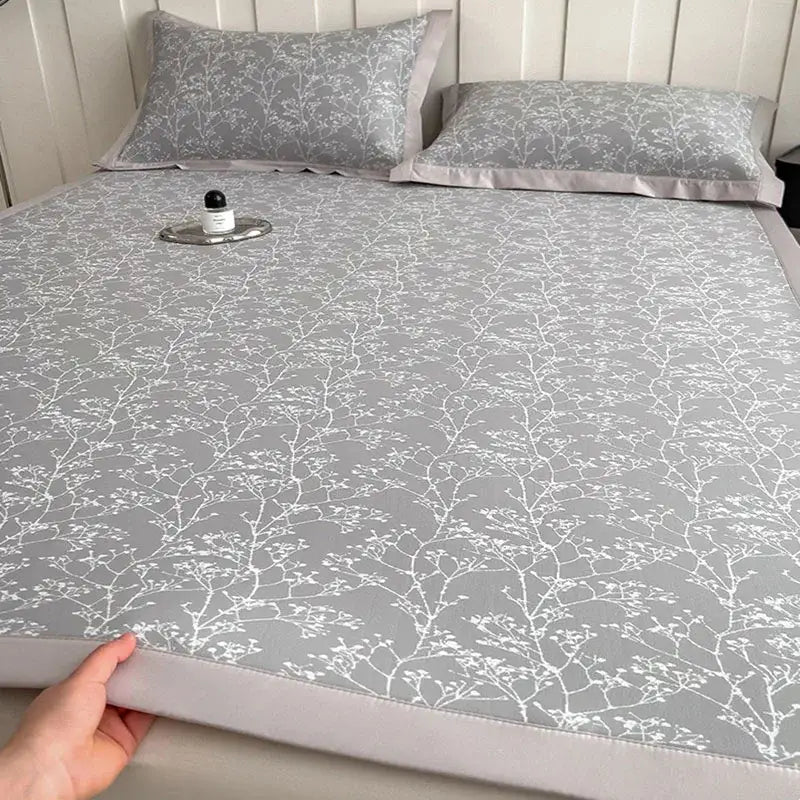 Gray & lavender branch pattern bed mat set bedroom cooling mattress
