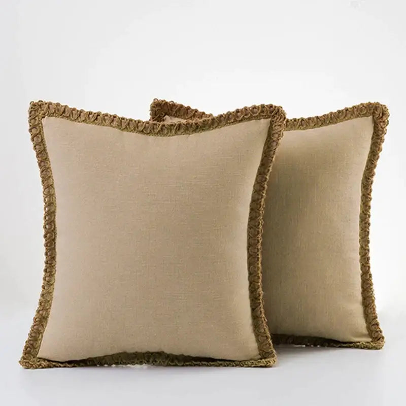 Gray linen square throw pillow covers set bedroom decor