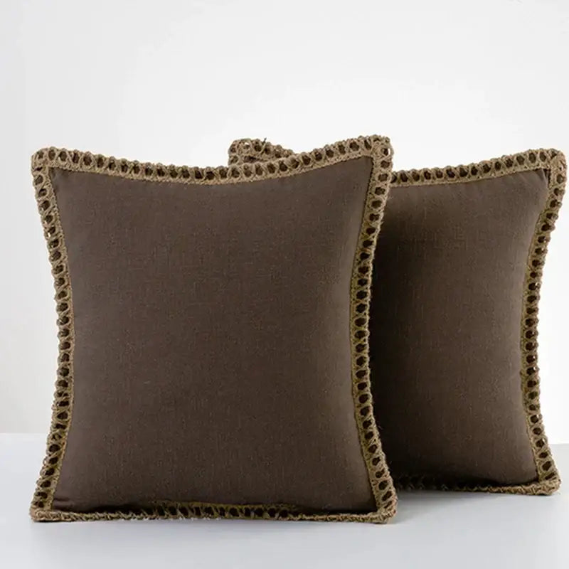 Gray linen square throw pillow covers set bedroom decor