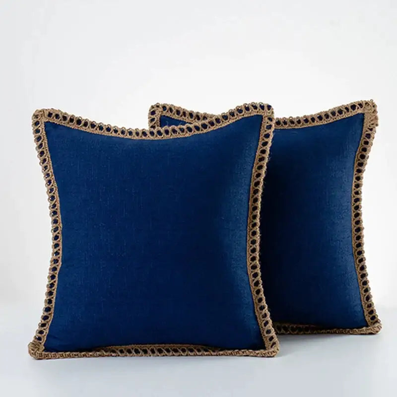 Gray linen square throw pillow covers set bedroom decor