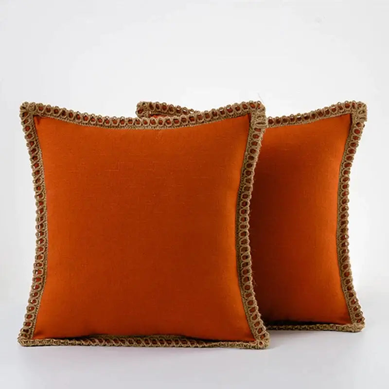 Gray linen square throw pillow covers set bedroom decor