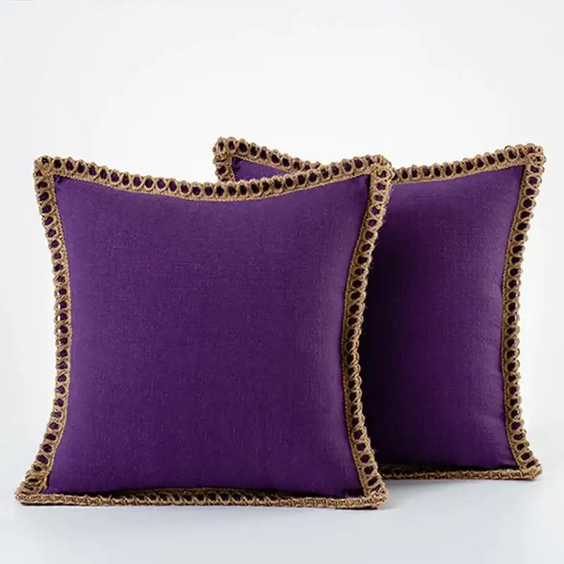 Gray linen square throw pillow covers set bedroom decor