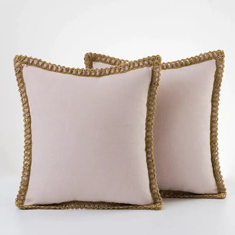 Gray linen square throw pillow covers set bedroom decor