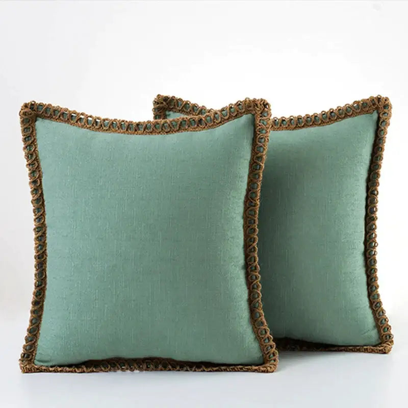Gray linen square throw pillow covers set bedroom decor