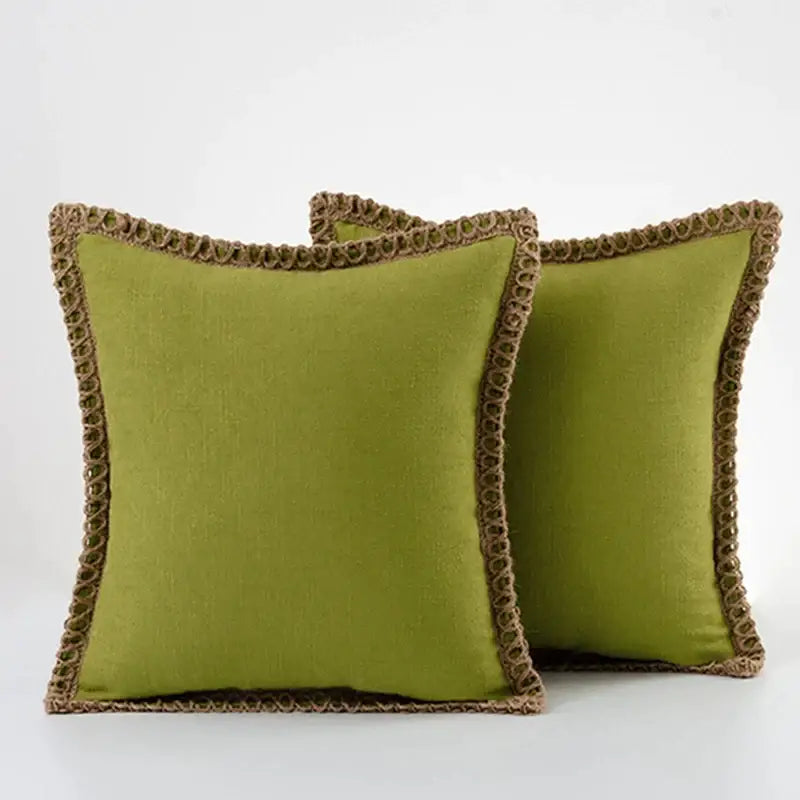 Gray linen square throw pillow covers set bedroom decor