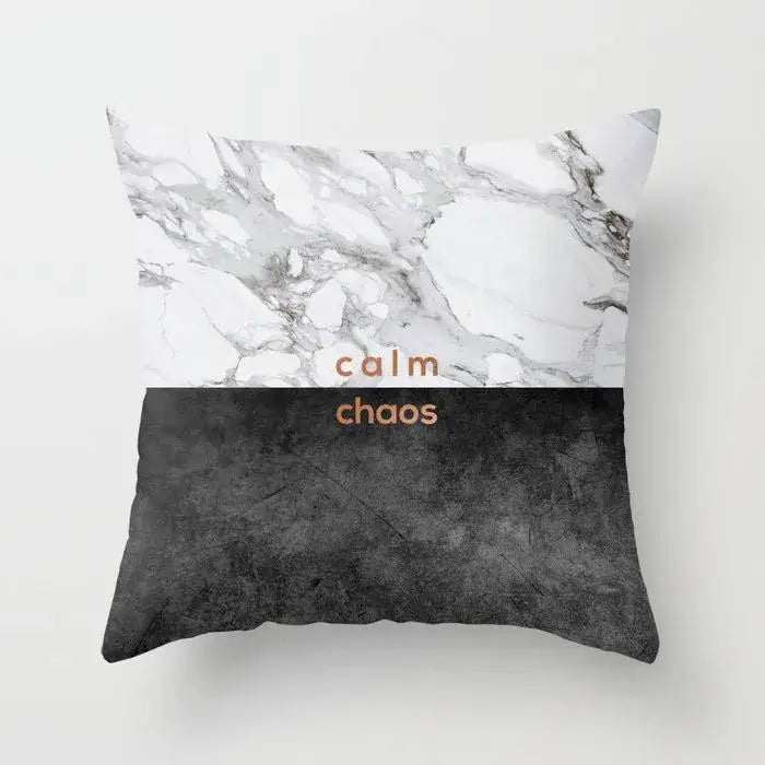 Gray marble & black agate pillow case for living room decor
