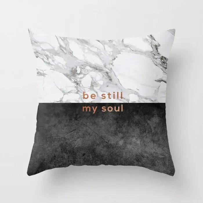 Gray marble & black agate pillow case for living room decor