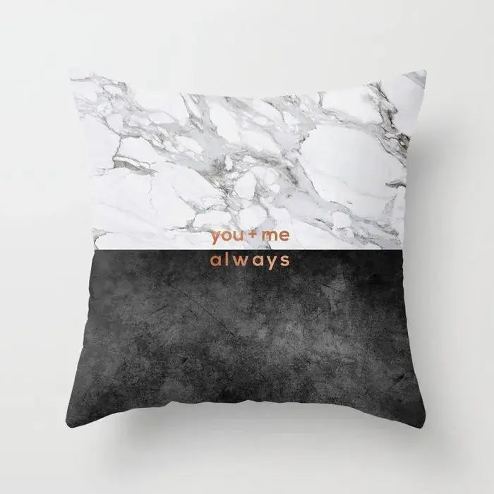 Gray marble & black agate pillow case for living room decor