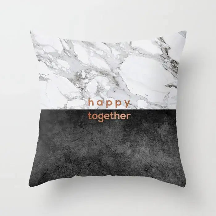 Gray marble & black agate pillow case for living room decor