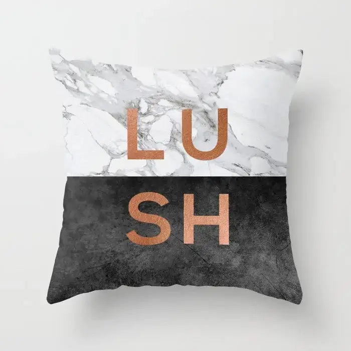 Gray marble & black agate pillow case for living room decor