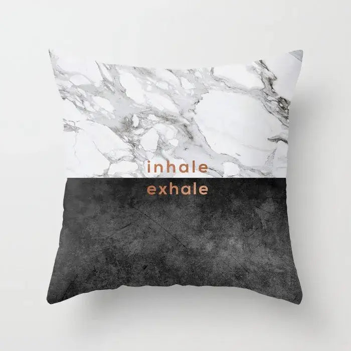 Gray marble & black agate pillow case for living room decor