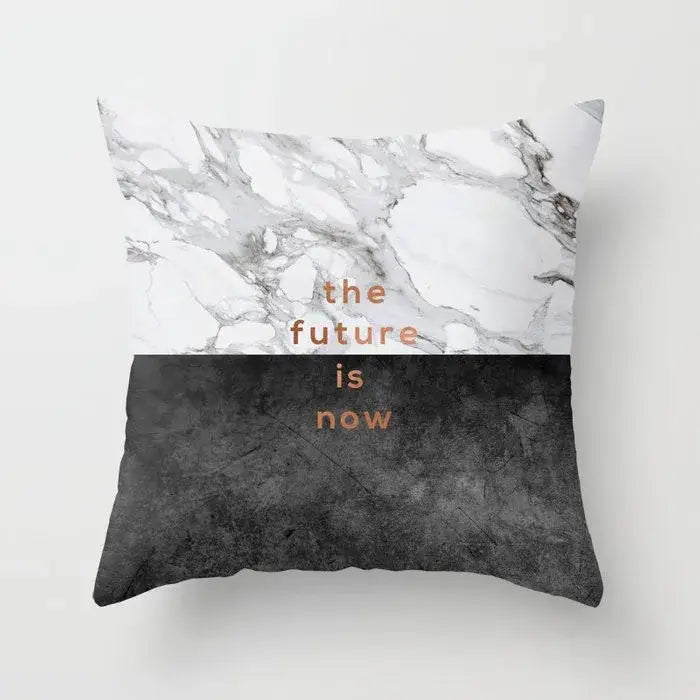 Gray marble & black agate pillow case for living room decor