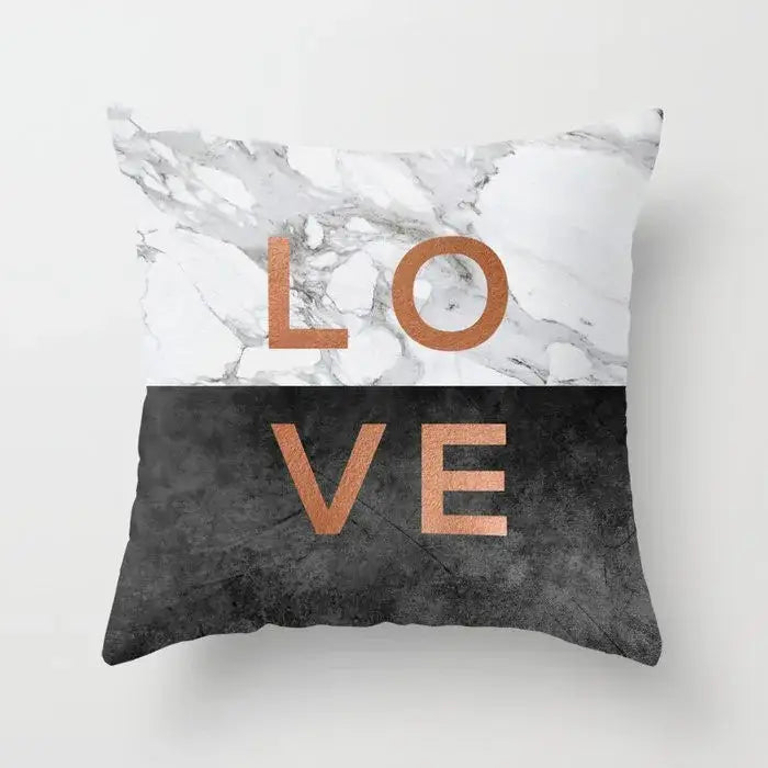 Gray marble & black agate pillow case for living room decor