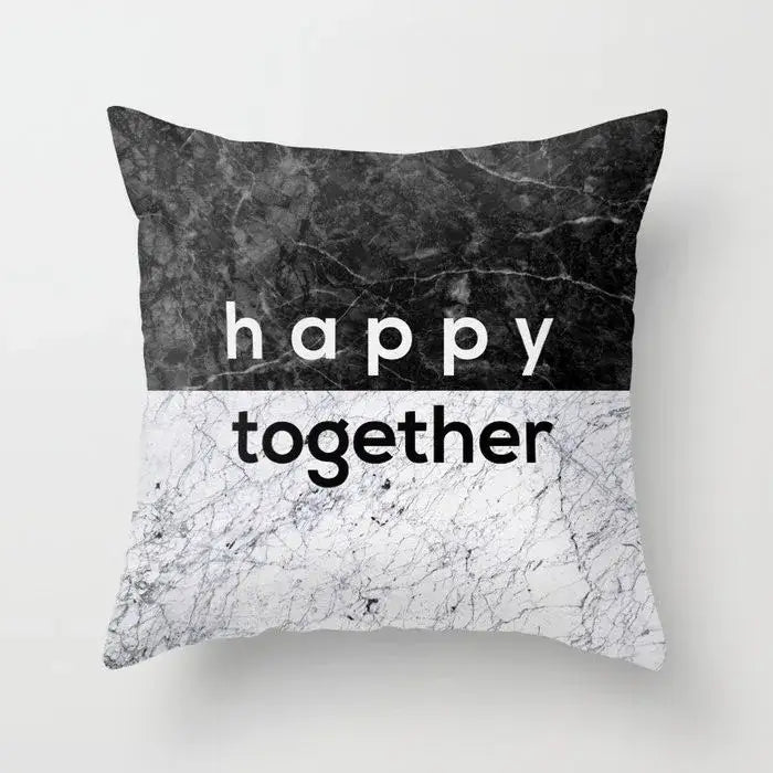 Gray marble & black agate pillow case for living room decor