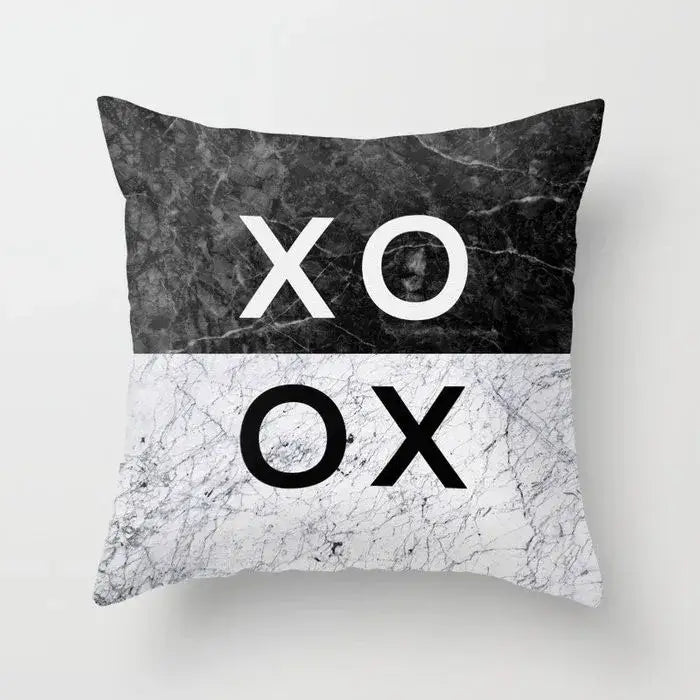 Gray marble & black agate pillow case for living room decor