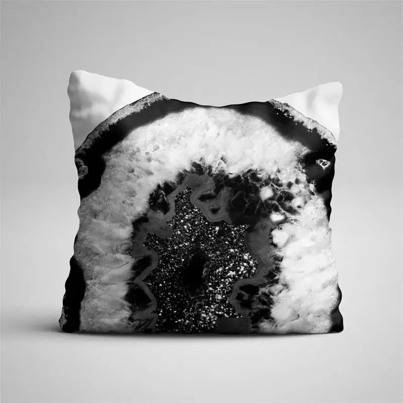 Gray marble & black agate pillow case for living room decor