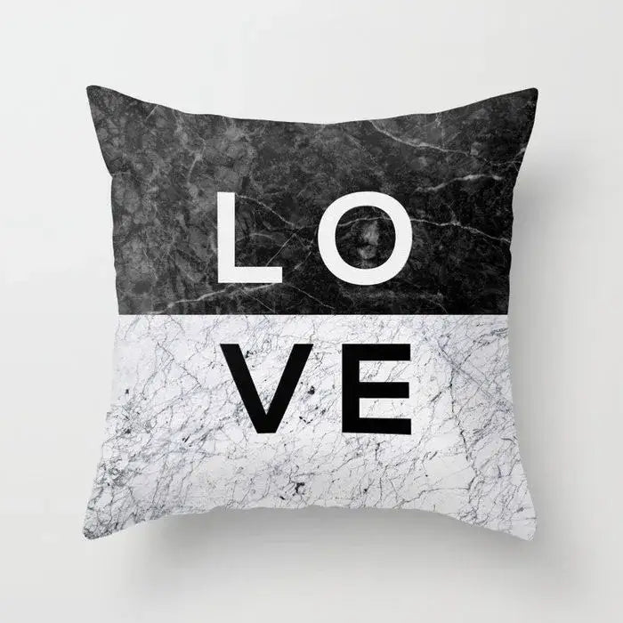 Gray marble & black agate pillow case for living room decor