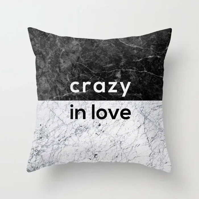 Gray marble & black agate pillow case for living room decor