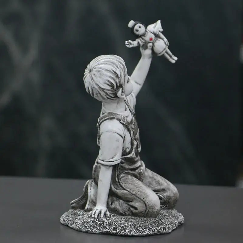 Gray resin super nurse angel boy statue living room decor