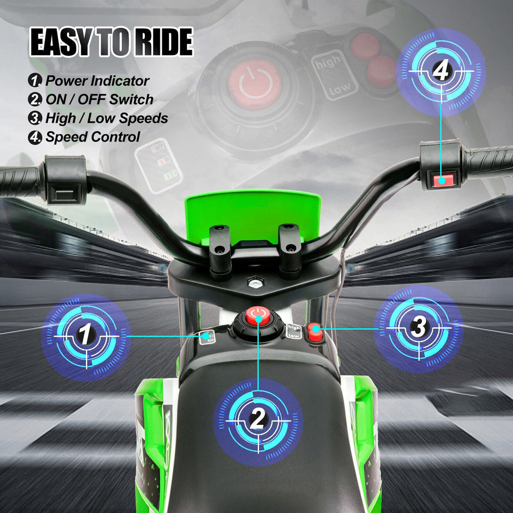 12V Electric Kids Ride On Dirt Bike with Training Wheels - Motorbike Fun for Little Riders