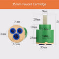 Green and beige 40mm ceramic faucet cartridge kitchen valve replacement