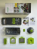 Green and black vegetable slicer cutter grater with basket kitchen