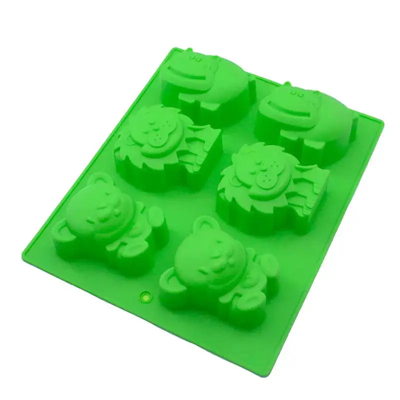 Green animal silicone mold kitchen lion hippo baking tray
