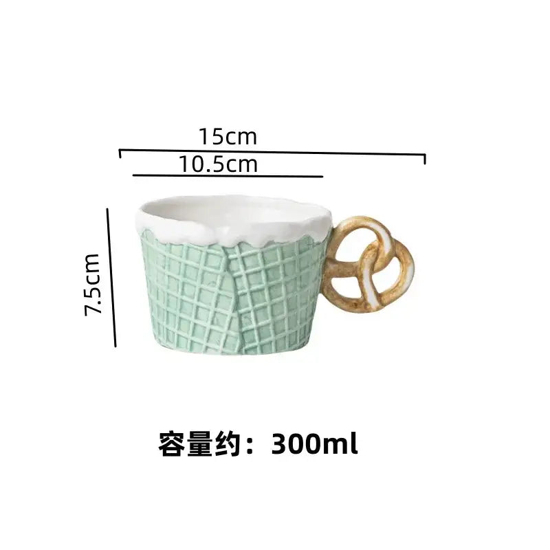Green & beige creative biscuit ceramic tableware set dining room mug
