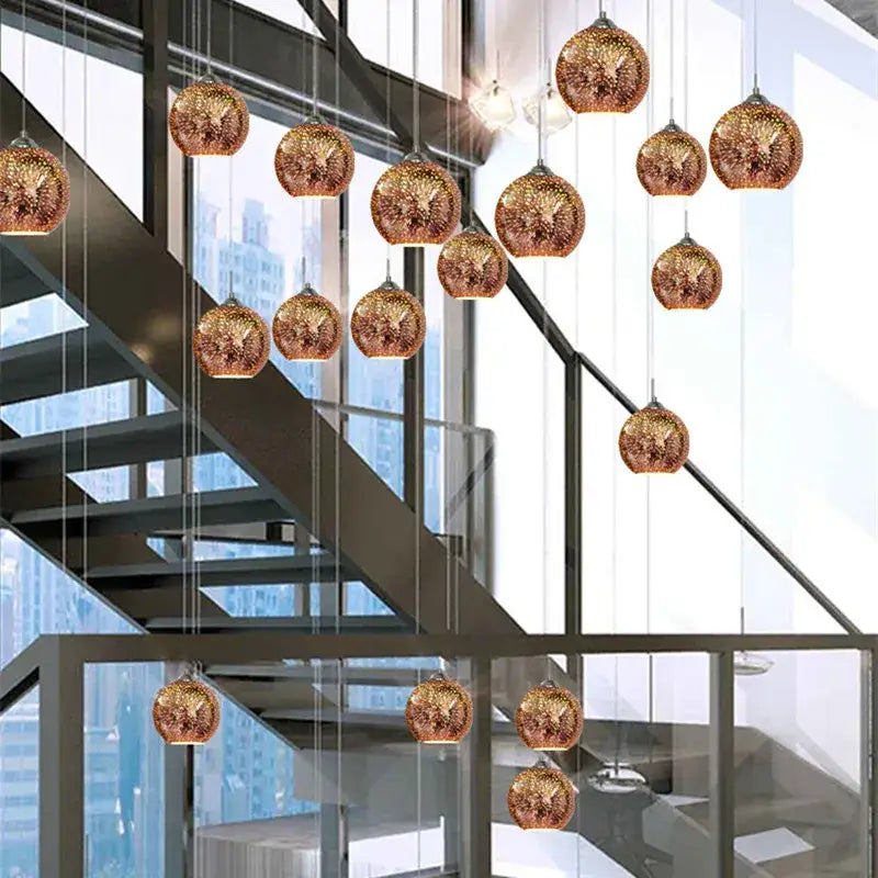 Green & gold mosaic colorful glass ball pendant light dining room