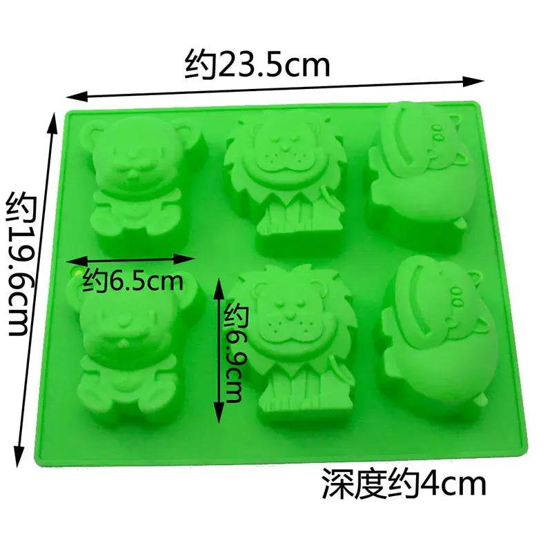 Green lion hippo cake mold kitchen silicone animal tray