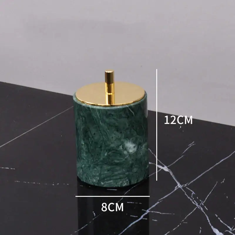 Green marble bathroom set with gold accents bathroom accessories