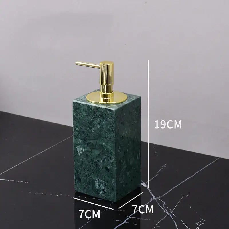 Green marble bathroom set with gold accents bathroom accessories