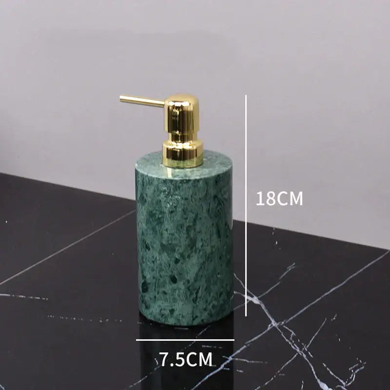 Green marble bathroom set with gold accents bathroom accessories