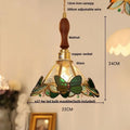 Green stained glass butterfly pendant light bedroom brass accents