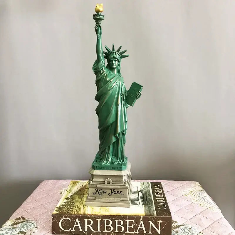 Green statue of liberty desk model office decor set