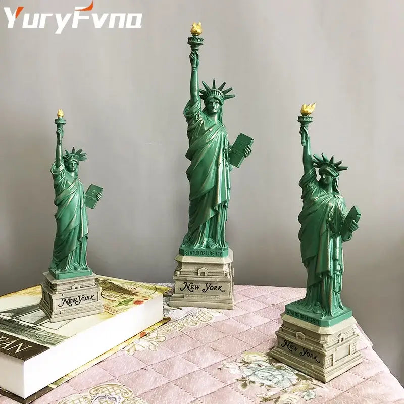 Green statue of liberty desk model office decor set